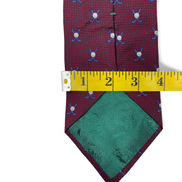 Tommy Hilfiger Silk Tie Burgundy Red Textured Golf Vintage - Picture 5 of 6